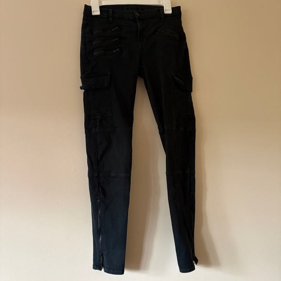 J Brand Pants - J Brand Women’s Size 28 Black Skinny Cargo Pants Utility Moto Biker Zip Pockets